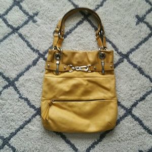 B. Makowsky Yellow Leather Shoulder Bag
